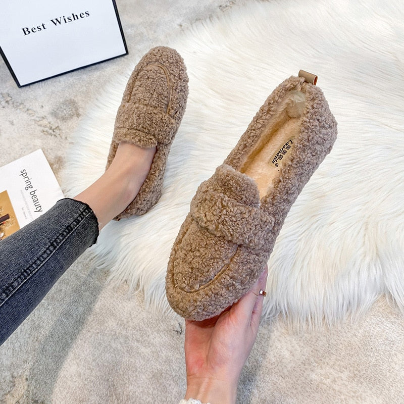 Sasha Slip-On Shoes Winter Plush Comfort Casual and Outdoor Footwear with Western Style