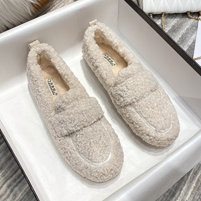 Sasha Slip-On Shoes Winter Plush Comfort Casual and Outdoor Footwear with Western Style
