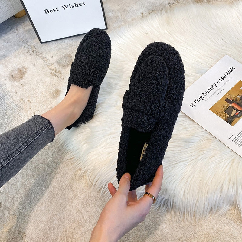 Sasha Slip-On Shoes Winter Plush Comfort Casual and Outdoor Footwear with Western Style