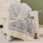 Scandi Chic Cotton Blanket Reversible Jacquard Pattern Soft Woven Throw for Home Decor