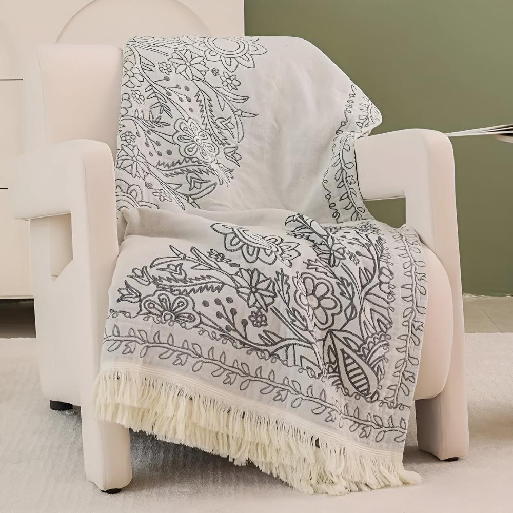 Scandi Chic Cotton Blanket Reversible Jacquard Pattern Soft Woven Throw for Home Decor