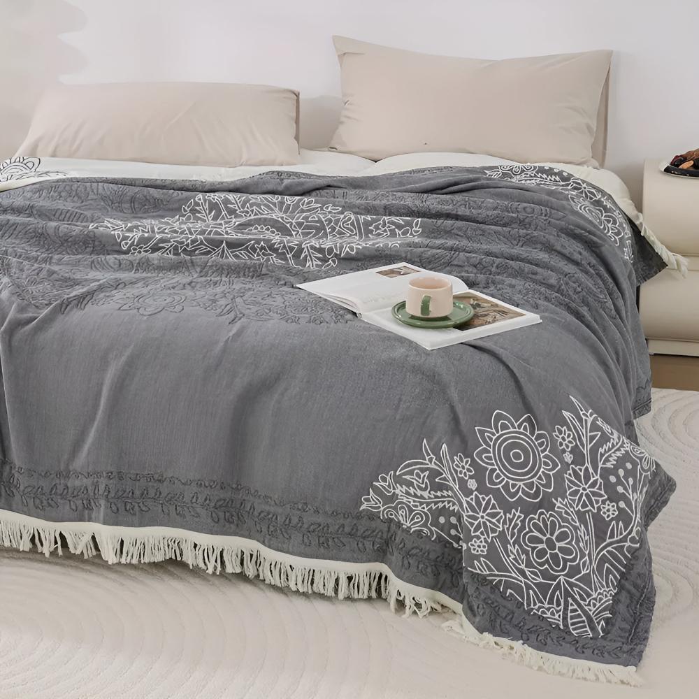 Scandi Chic Cotton Blanket Reversible Jacquard Pattern Soft Woven Throw for Home Decor