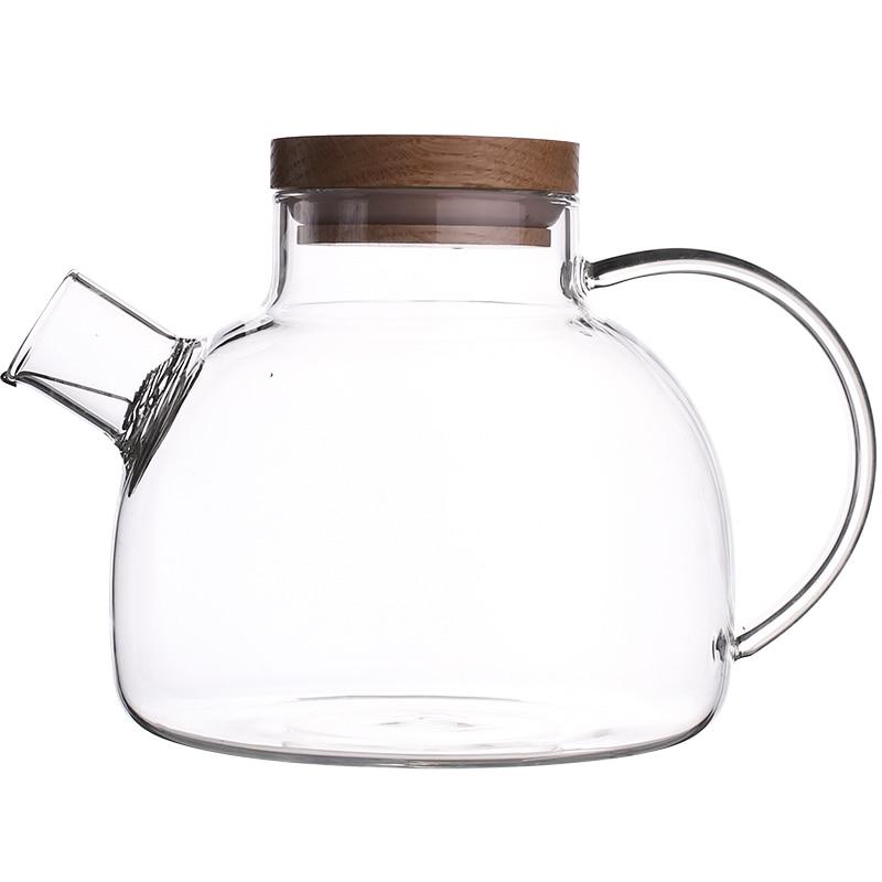 Harrow Scandinavian Glass Teapot Set Borosilicate Glass 1000ml or 1800ml with Cups Oak Tray and Warmer