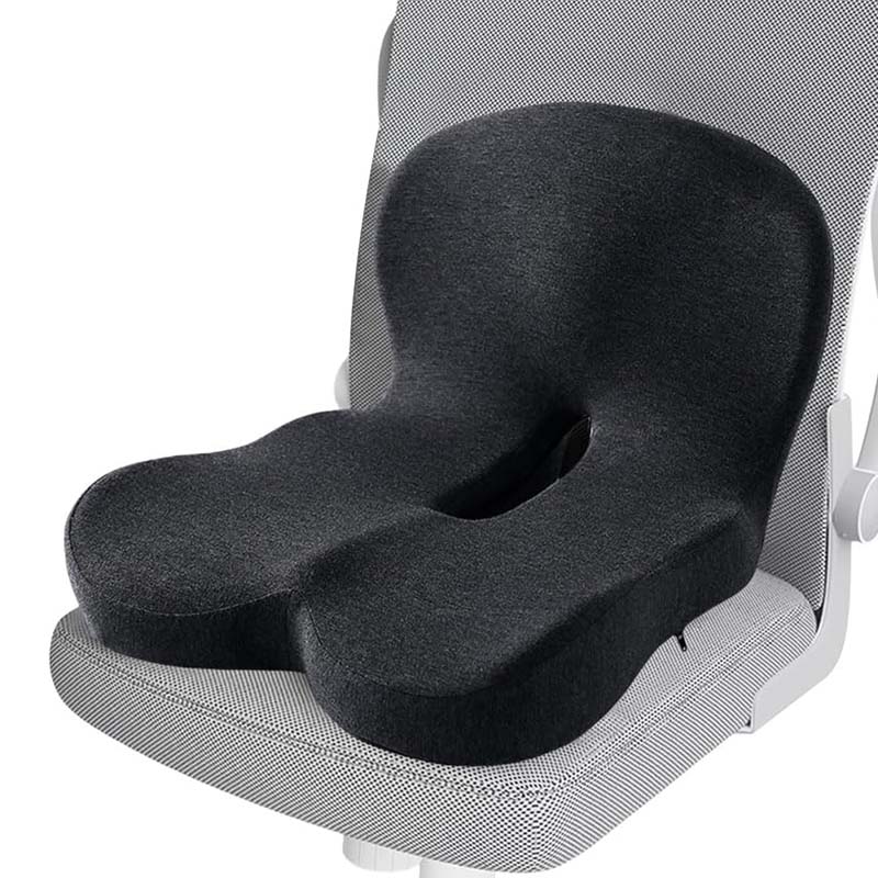 Seat Cushion with Memory Foam Lumbar Support Ergonomic Office and Car Seat Pad for Back Pain Relief