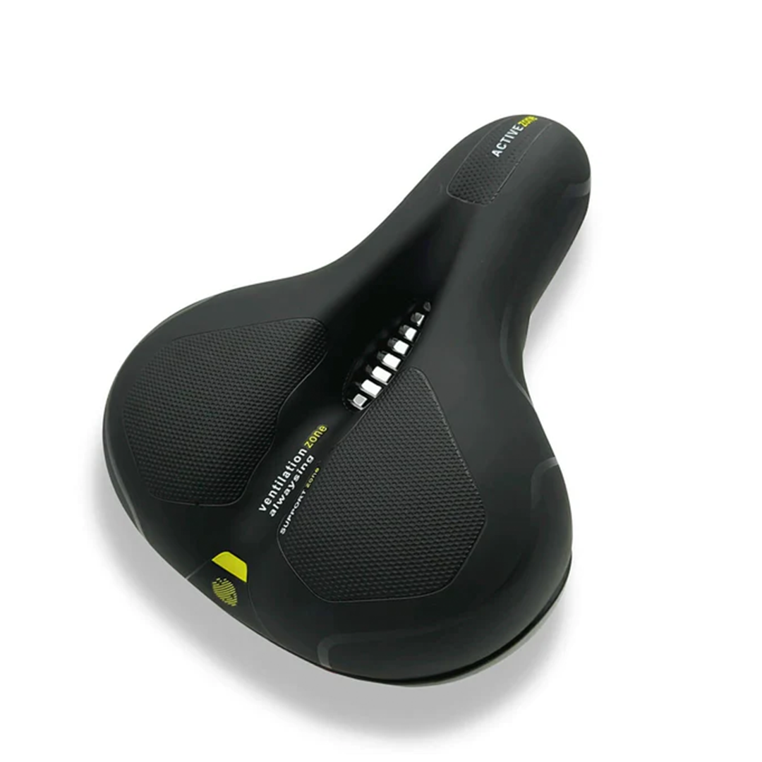 Bike Seat with Gel Cushion and Shock Absorption Memory Foam Wide Ergonomic Saddle for Road Mountain and Exercise Bikes