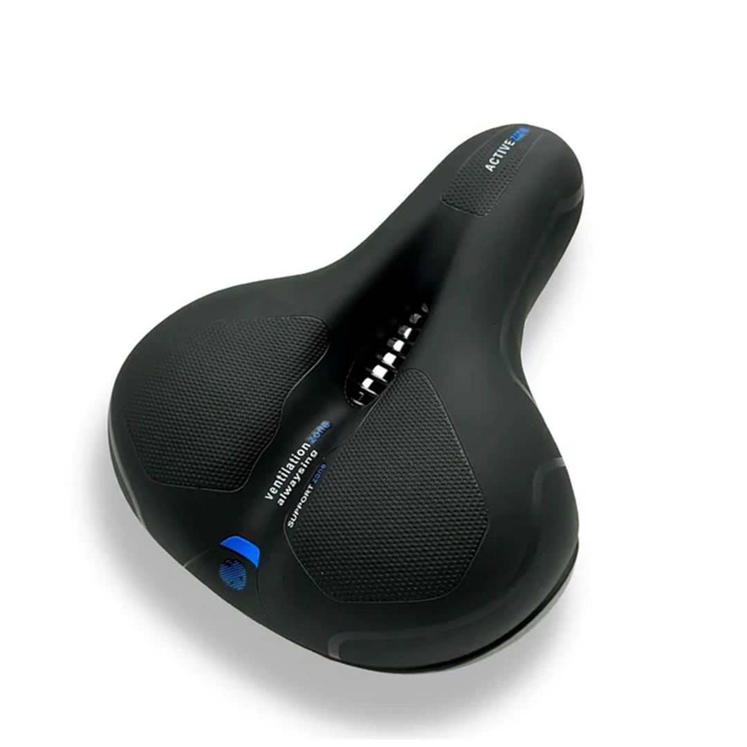 Bike Seat with Gel Cushion and Shock Absorption Memory Foam Wide Ergonomic Saddle for Road Mountain and Exercise Bikes