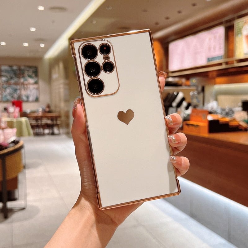 Samsung Galaxy Shock-Resistant Plated Square Phone Case Luxurious Protective Cover