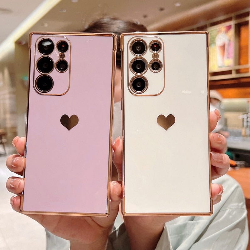 Samsung Galaxy Shock-Resistant Plated Square Phone Case Luxurious Protective Cover