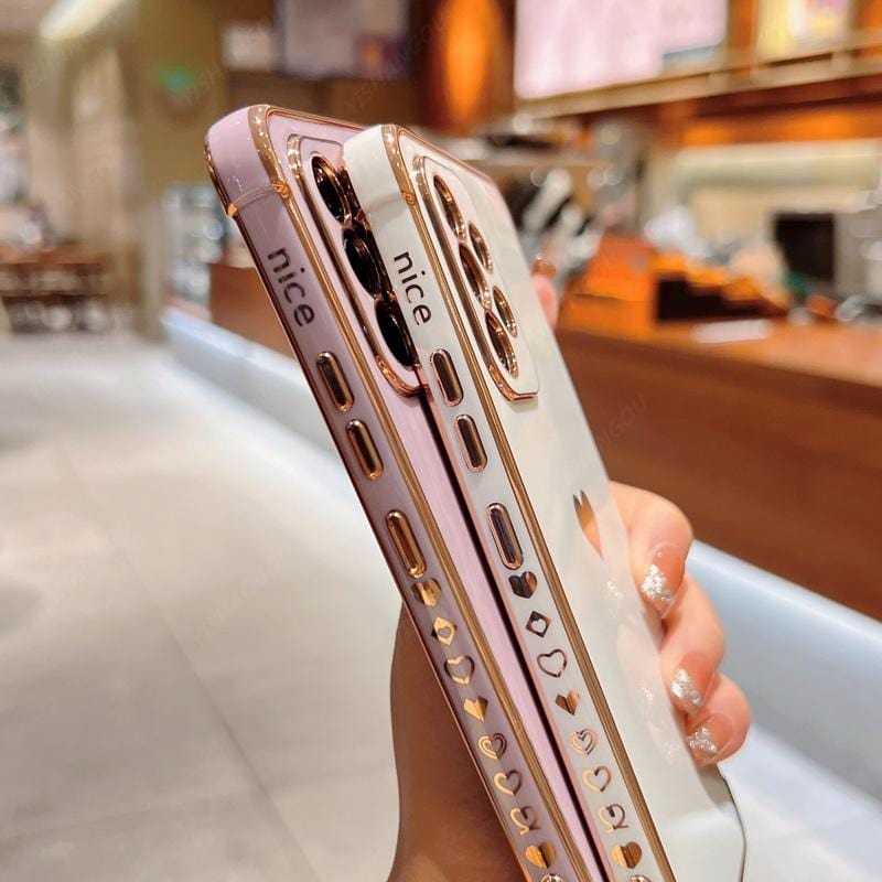Samsung Galaxy Shock-Resistant Plated Square Phone Case Luxurious Protective Cover