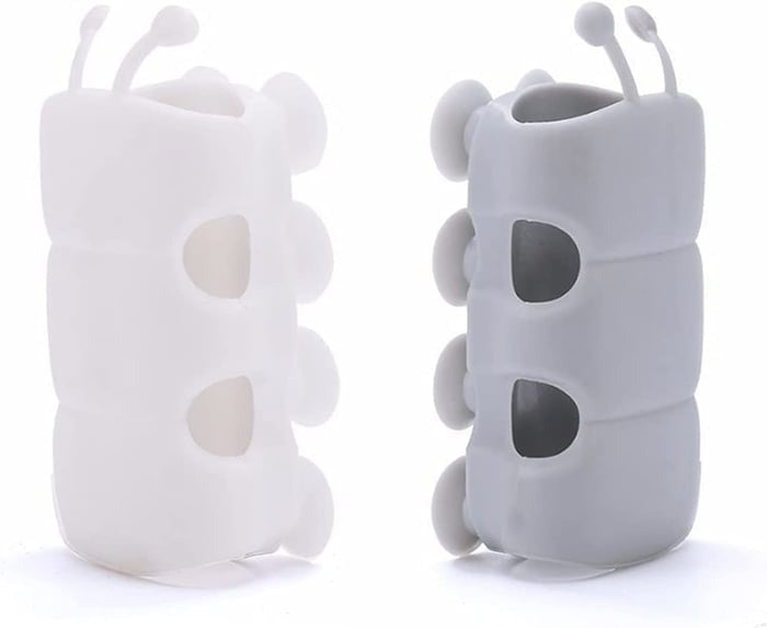 Adjustable Silicone Shower Head Holder with Suction Cup Wall Mount, White or Gray, Universal Fit