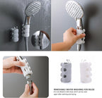 Adjustable Silicone Shower Head Holder with Suction Cup Wall Mount, White or Gray, Universal Fit