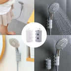 Adjustable Silicone Shower Head Holder with Suction Cup Wall Mount, White or Gray, Universal Fit
