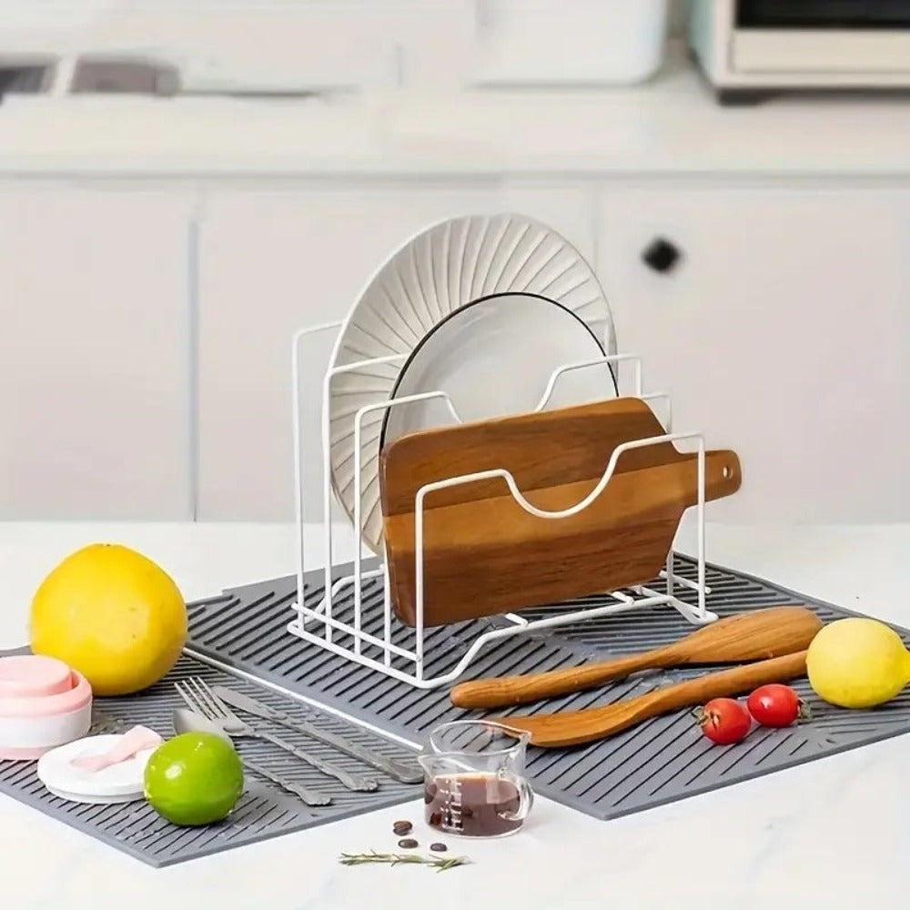 Silicone Dish Drying Mat Non-Slip Flexible Kitchen Draining Mat Heat Resistant Roll-Up