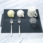 Silicone Dish Drying Mat Non-Slip Flexible Kitchen Draining Mat Heat Resistant Roll-Up