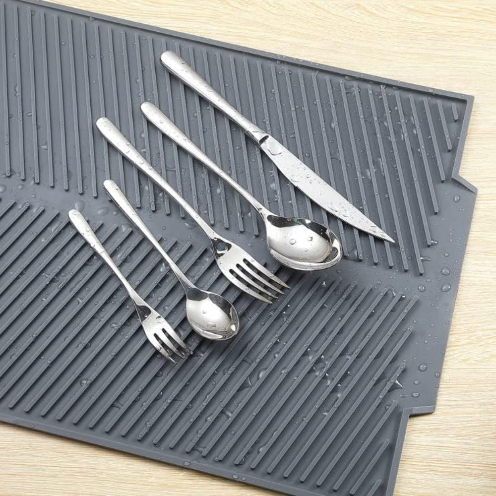 Silicone Dish Drying Mat Non-Slip Flexible Kitchen Draining Mat Heat Resistant Roll-Up