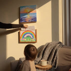 Sketchbox Wood Look Display Frame with Front Opening and Built-In Storage for Kids Art A3/A4