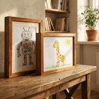 Sketchbox Wood Look Display Frame with Front Opening and Built-In Storage for Kids Art A3/A4