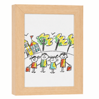 Sketchbox Wood Look Display Frame with Front Opening and Built-In Storage for Kids Art A3/A4