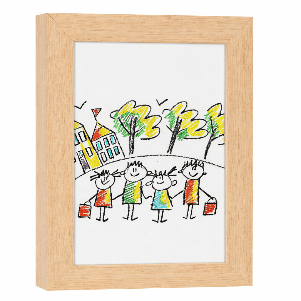 Sketchbox Wood Look Display Frame with Front Opening and Built-In Storage for Kids Art A3/A4