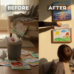 Sketchbox Wood Look Display Frame with Front Opening and Built-In Storage for Kids Art A3/A4