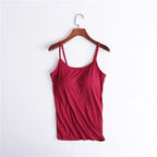 Tank Top with Built-In Shelf Bra Viscose Fiber Adjustable Straps Multiple Colors
