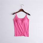 Tank Top with Built-In Shelf Bra Viscose Fiber Adjustable Straps Multiple Colors