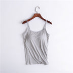 Tank Top with Built-In Shelf Bra Viscose Fiber Adjustable Straps Multiple Colors