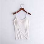 Tank Top with Built-In Shelf Bra Viscose Fiber Adjustable Straps Multiple Colors