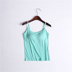 Tank Top with Built-In Shelf Bra Viscose Fiber Adjustable Straps Multiple Colors
