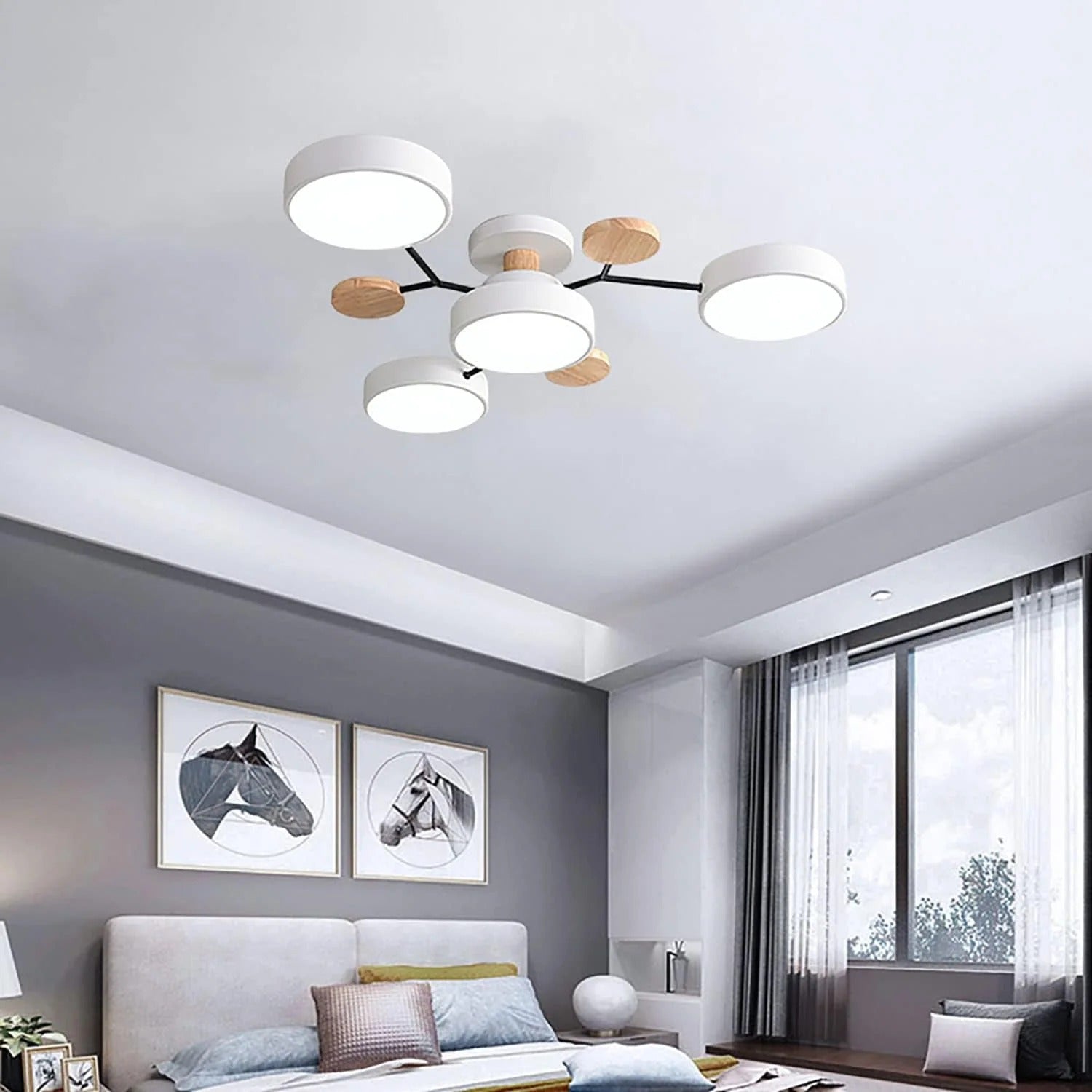 Modern LED Ceiling Light Recessed Iron Acrylic Fixture Adjustable Brightness 11.8-17.7 Inch