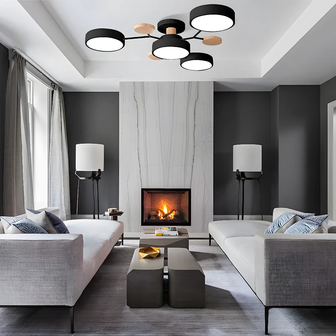 Modern LED Ceiling Light Recessed Iron Acrylic Fixture Adjustable Brightness 11.8-17.7 Inch
