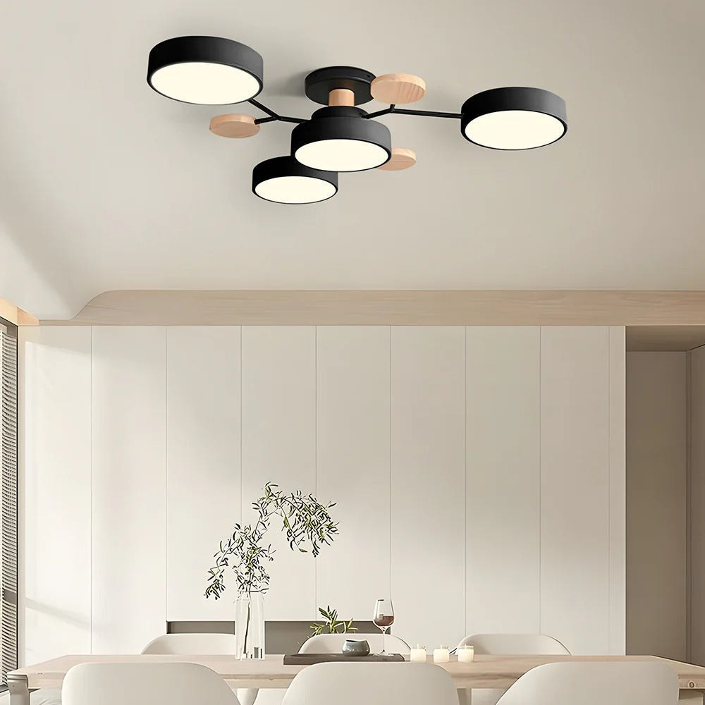 Modern LED Ceiling Light Recessed Iron Acrylic Fixture Adjustable Brightness 11.8-17.7 Inch