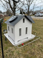 Solar Bird Feeder Metal Hanging House with Dual Seed Compartments and Solar LED Light