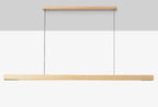 Adjustable Wood LED Bar Pendant Light with Downlight for Dining Room and Kitchen Ceiling