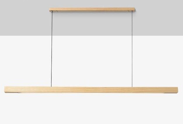 Adjustable Wood LED Bar Pendant Light with Downlight for Dining Room and Kitchen Ceiling