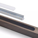 Adjustable Wood LED Bar Pendant Light with Downlight for Dining Room and Kitchen Ceiling