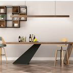 Adjustable Wood LED Bar Pendant Light with Downlight for Dining Room and Kitchen Ceiling