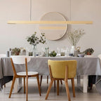 Adjustable Wood LED Bar Pendant Light with Downlight for Dining Room and Kitchen Ceiling