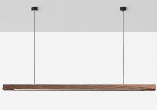 Adjustable Wood LED Bar Pendant Light with Downlight for Dining Room and Kitchen Ceiling