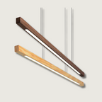 Adjustable Wood LED Bar Pendant Light with Downlight for Dining Room and Kitchen Ceiling