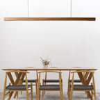 Adjustable Wood LED Bar Pendant Light with Downlight for Dining Room and Kitchen Ceiling