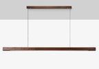 Adjustable Wood LED Bar Pendant Light with Downlight for Dining Room and Kitchen Ceiling
