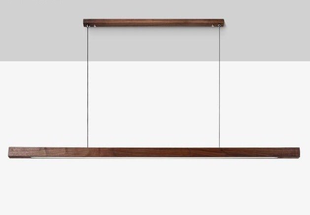 Adjustable Wood LED Bar Pendant Light with Downlight for Dining Room and Kitchen Ceiling