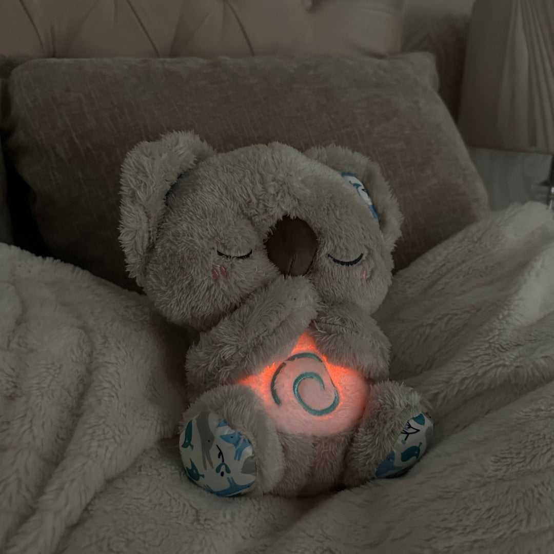 Calming Koala Plush Breathing Aid with Rhythmic Motion, Heartbeat Sound, White Noise, and Warm LED Night Light