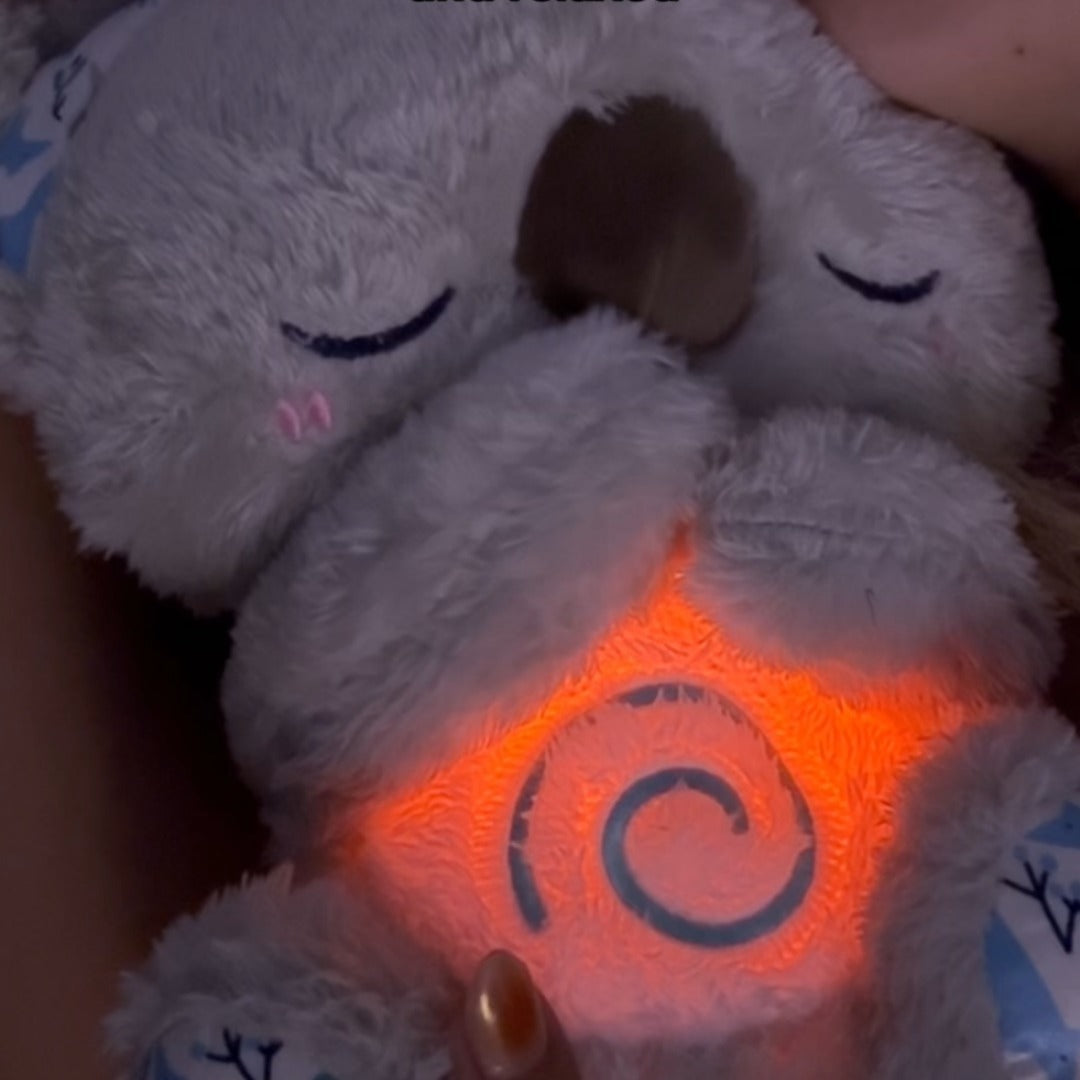 Calming Koala Plush Breathing Aid with Rhythmic Motion, Heartbeat Sound, White Noise, and Warm LED Night Light