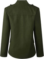 Women’s Stand-Up Collar Blazer with Button Detail Comfortable Fit Transitional Jacket