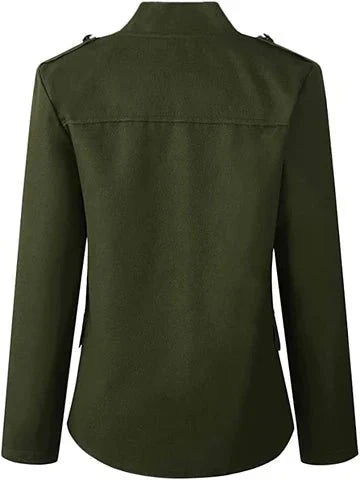 Women’s Stand-Up Collar Blazer with Button Detail Comfortable Fit Transitional Jacket