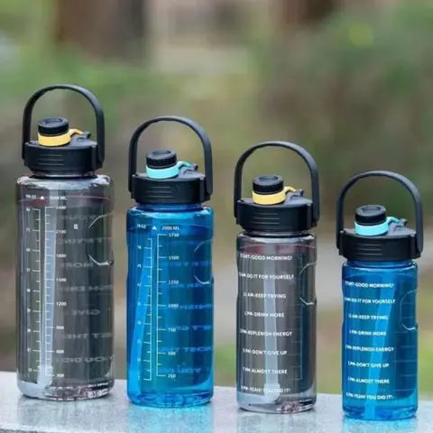 Sports Water Bottle 1.5L 2L 3L BPA-Free Tritan Leakproof with Straw and Time Markers for Gym Fitness Office School