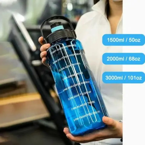 Sports Water Bottle 1.5L 2L 3L BPA-Free Tritan Leakproof with Straw and Time Markers for Gym Fitness Office School