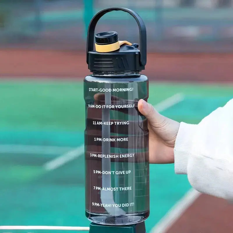 Sports Water Bottle 1.5L 2L 3L BPA-Free Tritan Leakproof with Straw and Time Markers for Gym Fitness Office School
